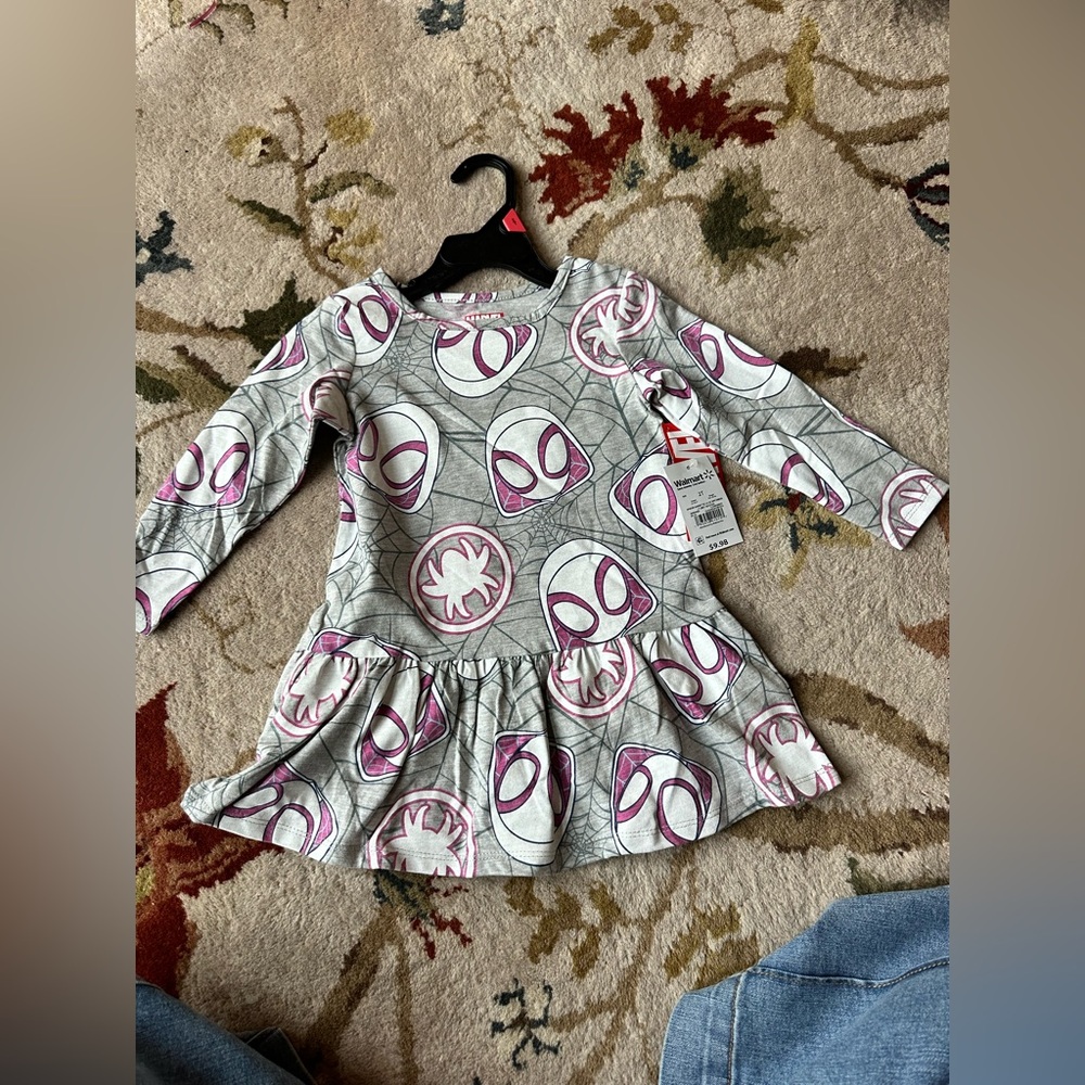 Spider-Man Gray and Pink Long Sleeve Dress Size 2T
